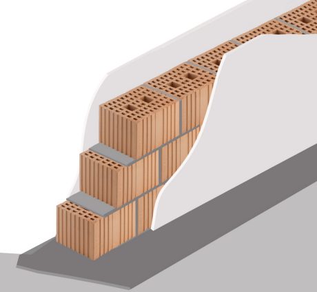Wall section of acoustic axonometry of Porotherm Sonico