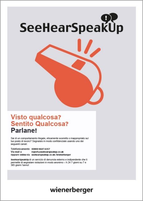 Poster SeeHearSpeak Up Whistleblowing Italiano