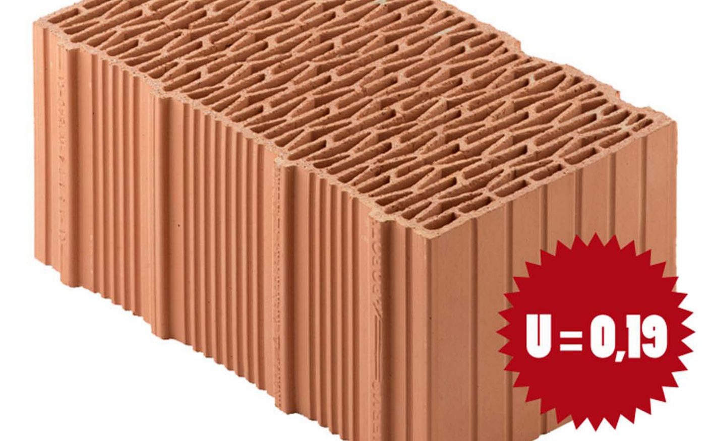 Porotherm BIO PLAN, blocco in laterizio rettificato da 45 cm di spessore  per murature da tamponamento.  Ideale per realizzare edifici a basso consumo., questo blocco consente di ottenere una conducibilità termica di 0,09 W/mK e una trasmittanza termica di 0,19 W/m2K.