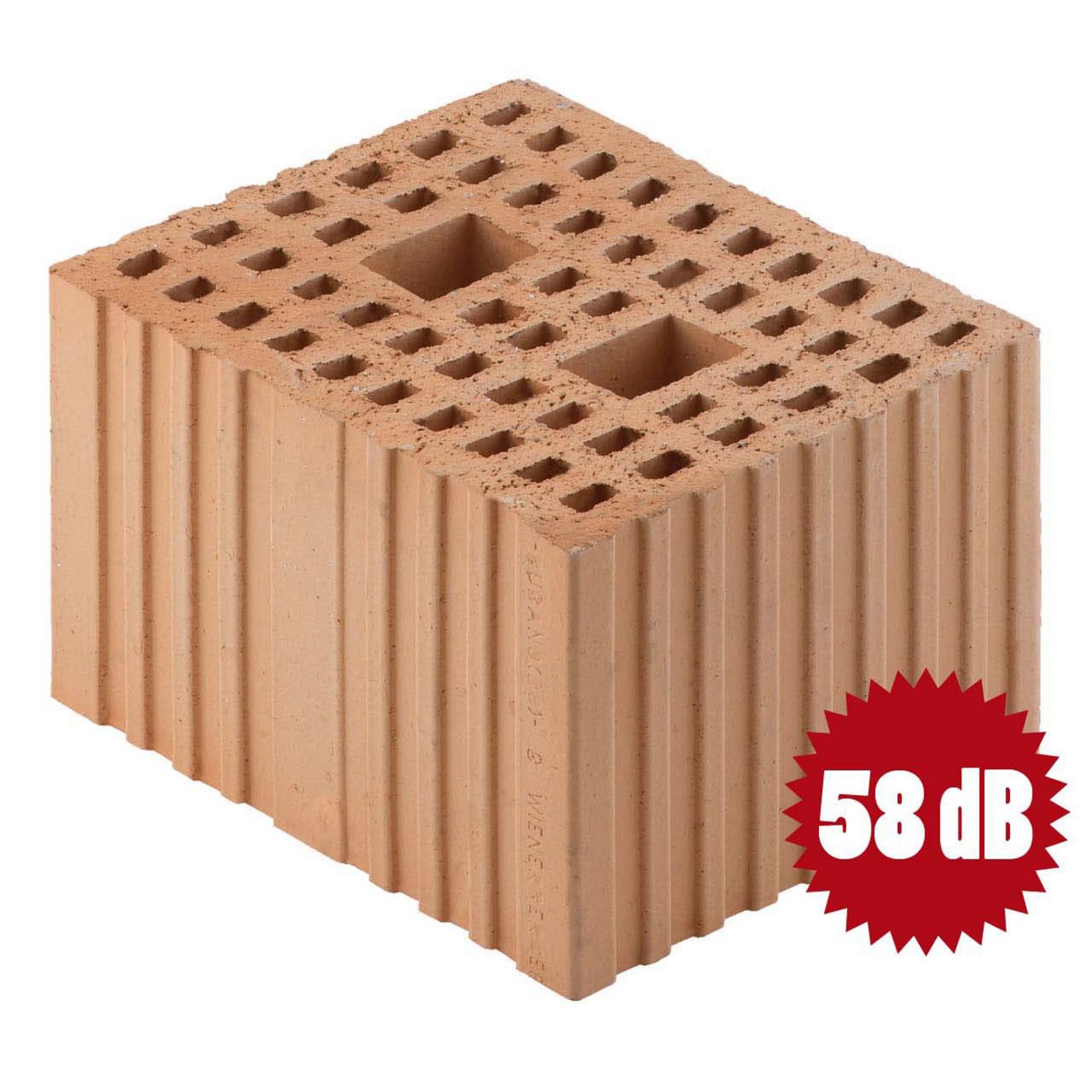 Porotherm BIO MOD Sonico, blocco in laterizio modulare da 30 cm di spessore con potere fonoisolante Rw pari a 58 dB.  La nostra innovativa soluzione in laterizio per isolamento acustico delle pareti divisorie tra unità abitative.