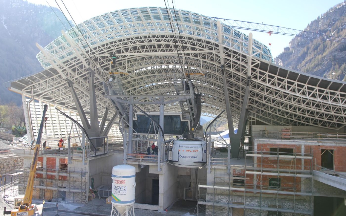 Construction site Monte Bianco Cableway new construction with Porotherm BIO PLAN 30