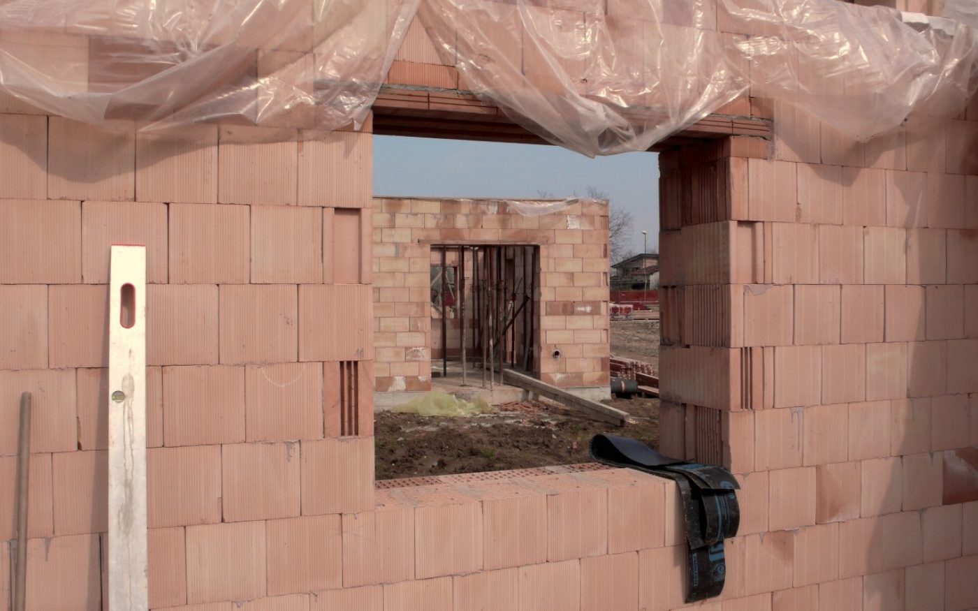 Building site of co-housing to Villorba of Tamassociati architects new construction with Porotherm BIO PLAN 30