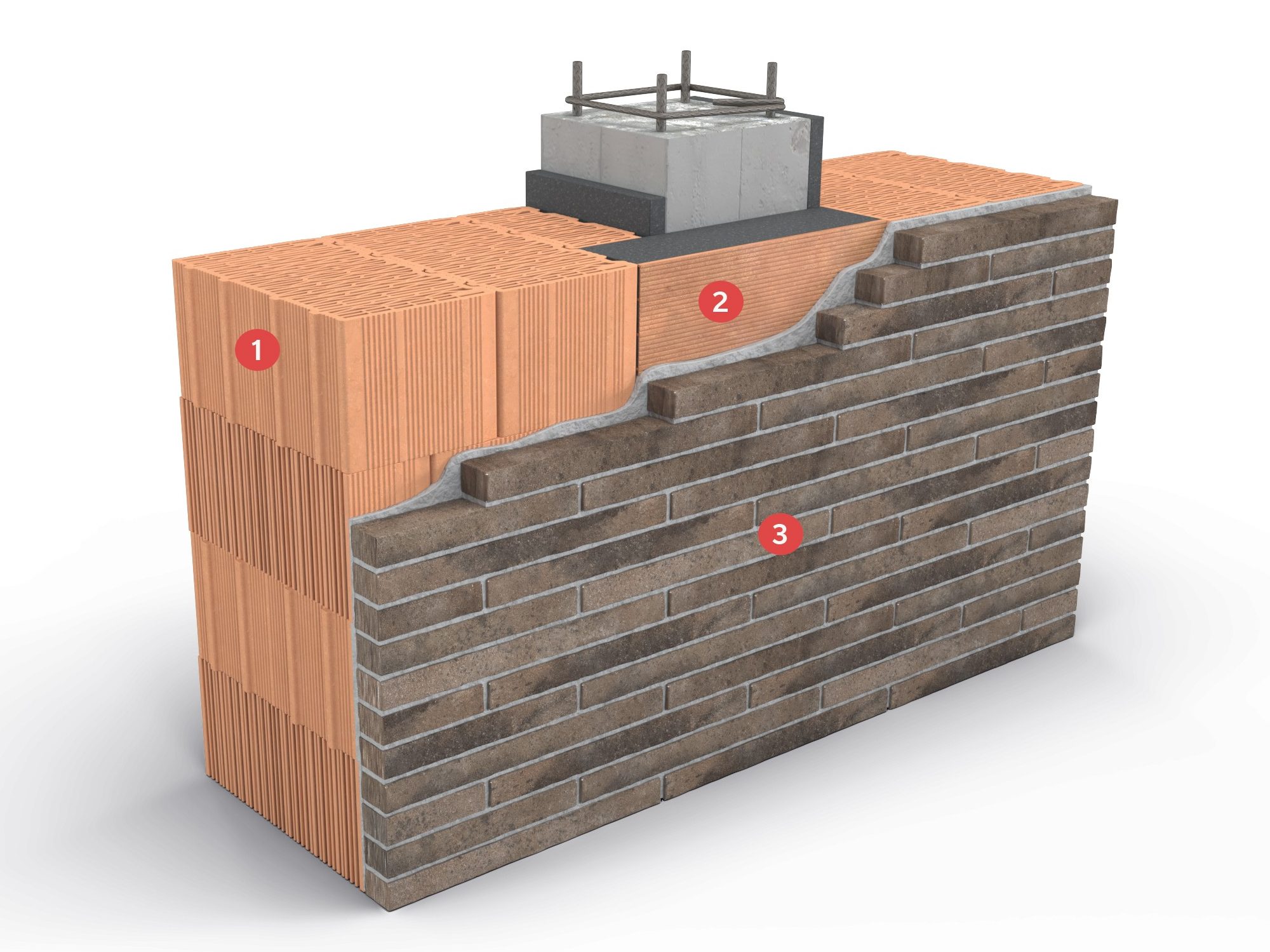 Parete massiva con listelli facciavista