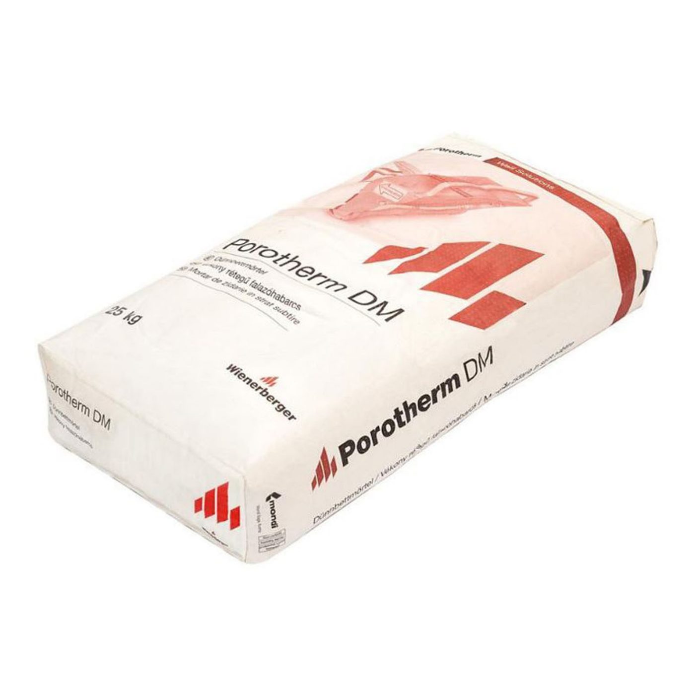 Malta Speciale Porotherm,  fornita insieme ai blocchi rettificati.  Facilmente mescolabile con acqua in un normale secchio.