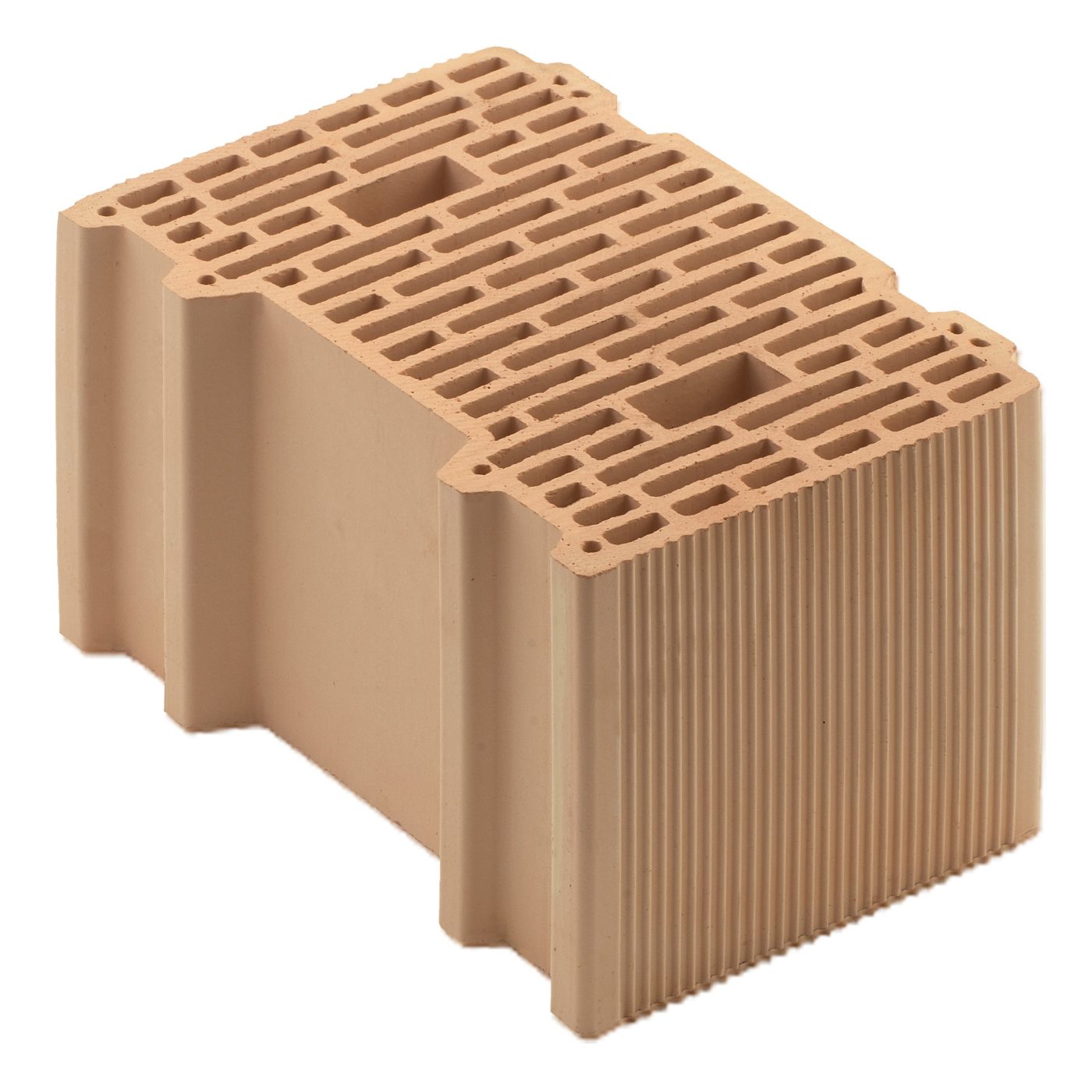 Blocco in laterizio a incastro BIO da 38 cm di spessore e 19 cm di altezza per murature portanti antisismiche. Garantisce un isolamento termico e sano nel rispetto dell'ambiente.