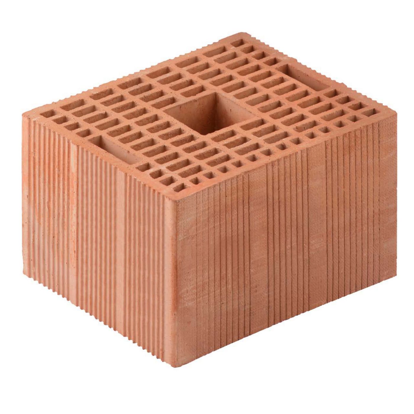 Blocco in laterizio portante da 25 cm di spessore  e 19 cm di altezza per muratura armata antisismica.