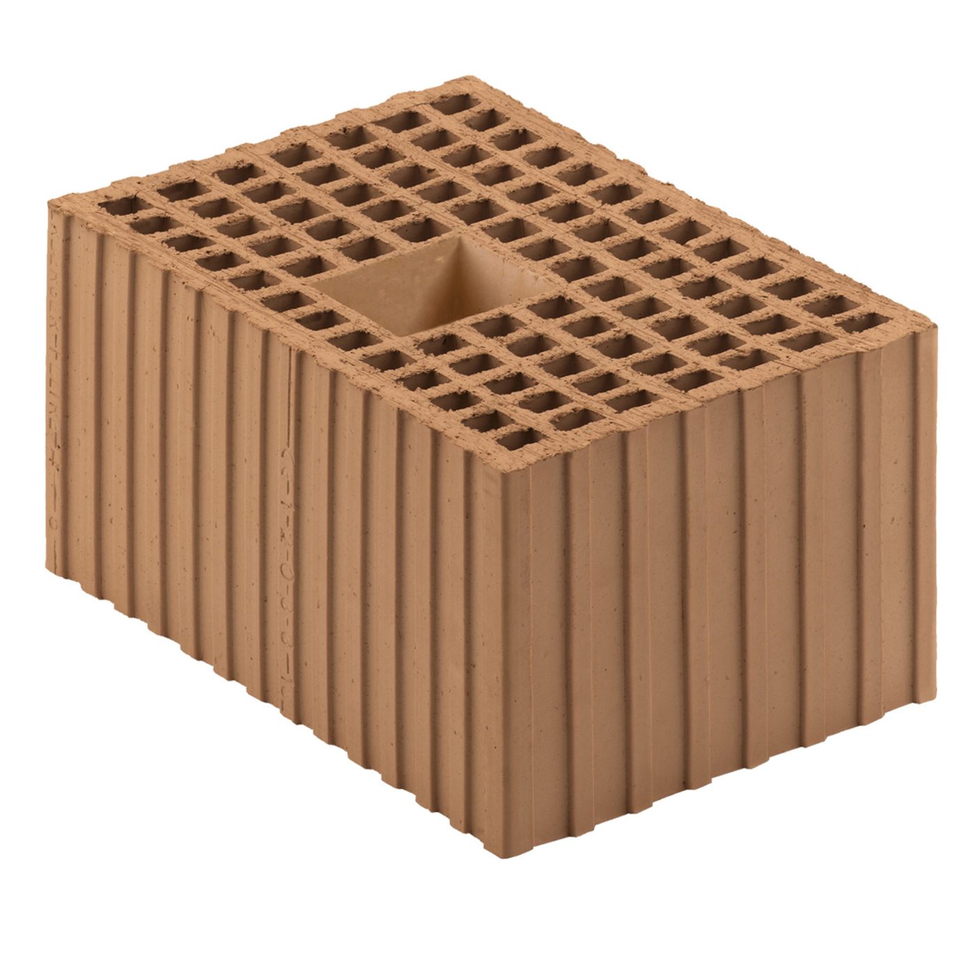 Blocco in laterizio portante da 35 cm di spessore e 19 cm di altezza per muratura armata antisismica.